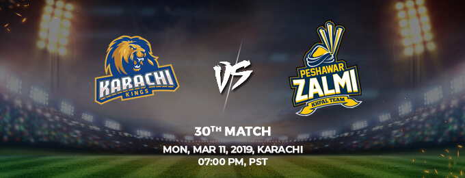 Karachi King VS Peshawar Zalmi 30th Match (PSL 2019)