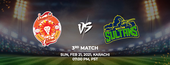 Islamabad United VS Multan Sultans 3rd Match (PSL 2021)