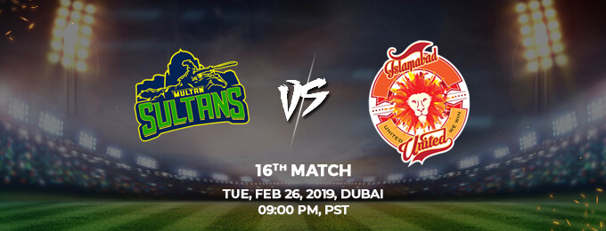 Multan Sultans VS Islamabad United 16th Match (PSL 2019)
