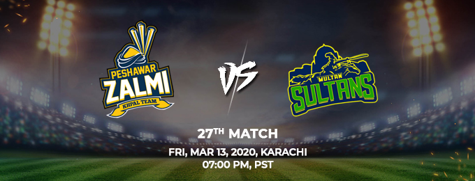 Peshawar Zalmi vs Multan Sultans 27th Match (PSL 2020)