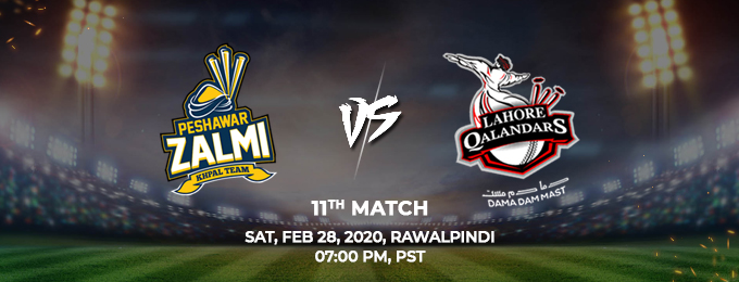 Peshawar Zalmi vs Lahore Qalandars 11th Match (PSL 2020)