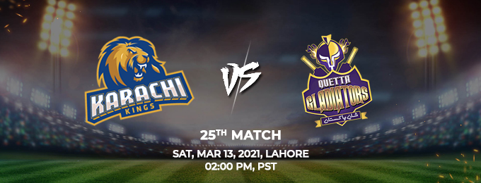 Karachi Kings VS Quetta Gladiators 25th Match (PSL 2021)