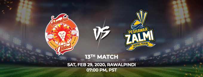 Islamabad United vs Peshawar Zalmi 13th Match (PSL 2020)
