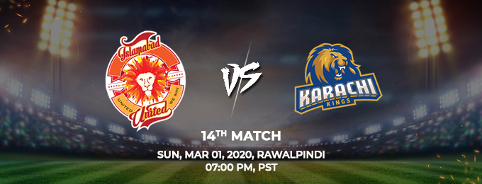 Islamabad United vs Karachi Kings 14th Match (PSL 2020)
