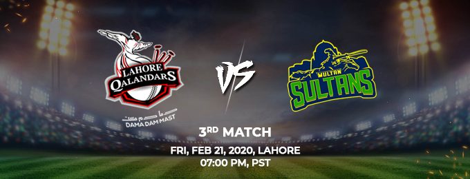 Lahore Qalandars  vs Multan Sultans 3rd Match (PSL 2020)
